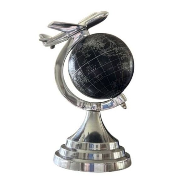 Aluminum Jet Airplane Black Globe - Picture 2 of 7